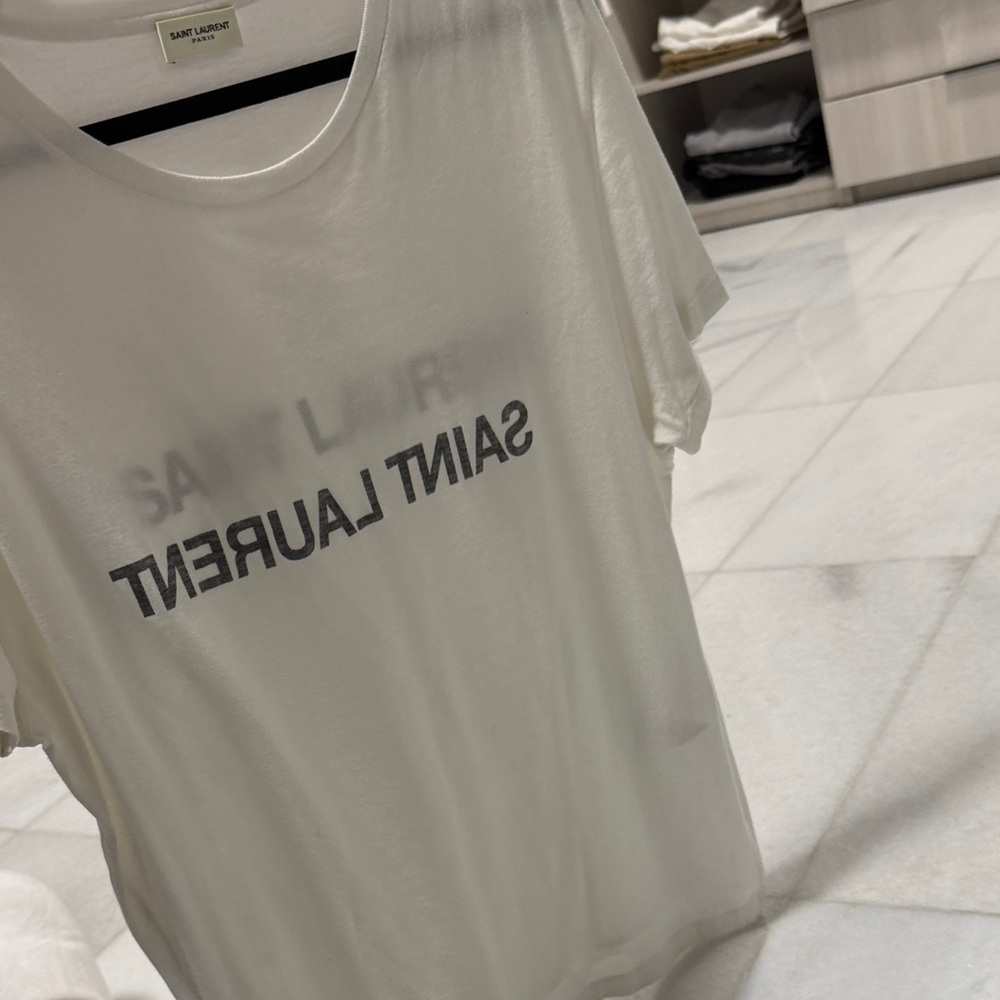 SAINT LAURENT Paris Reverse Logo T-Shirt White - Picture 3 of 4